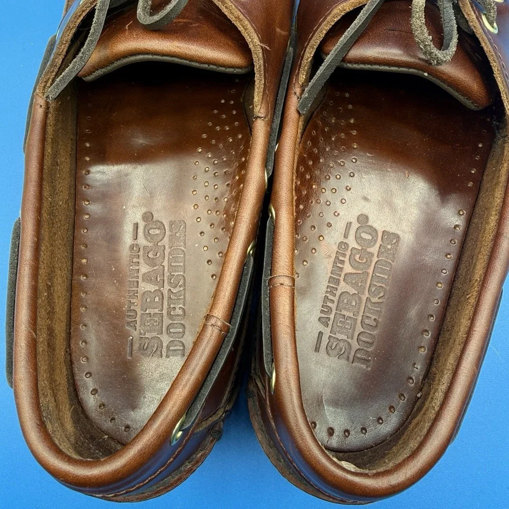 Sebago Men's Docksides Schooner Shoes Size 9.5 W Brown Leather